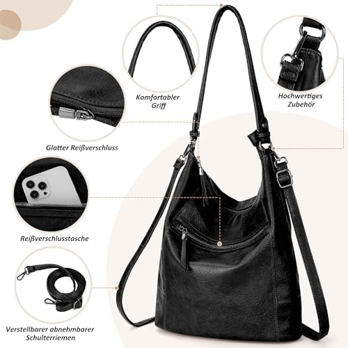 TANTOMI 2-Piece Genuine Leather Crossbody Handbag & Wallet Set