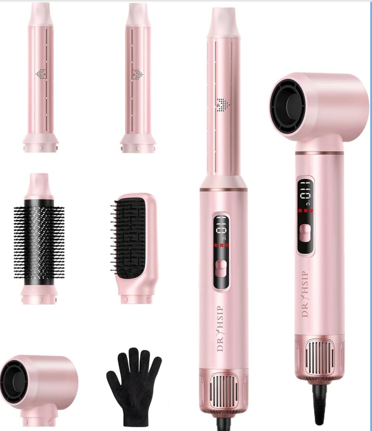 Dryhsip 5-in-1 Professional Hair Styler & Air Dryer Kit | Pearl Pink