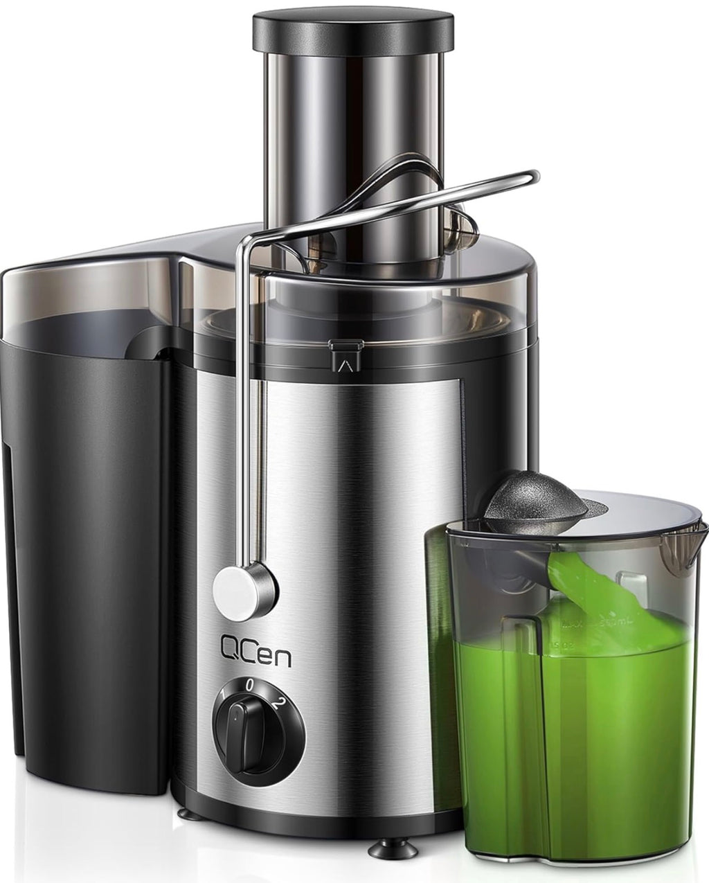 QCen 500W Centrifugal Juicer Extractor with Wide Feed Chute & Dual-Speed Control