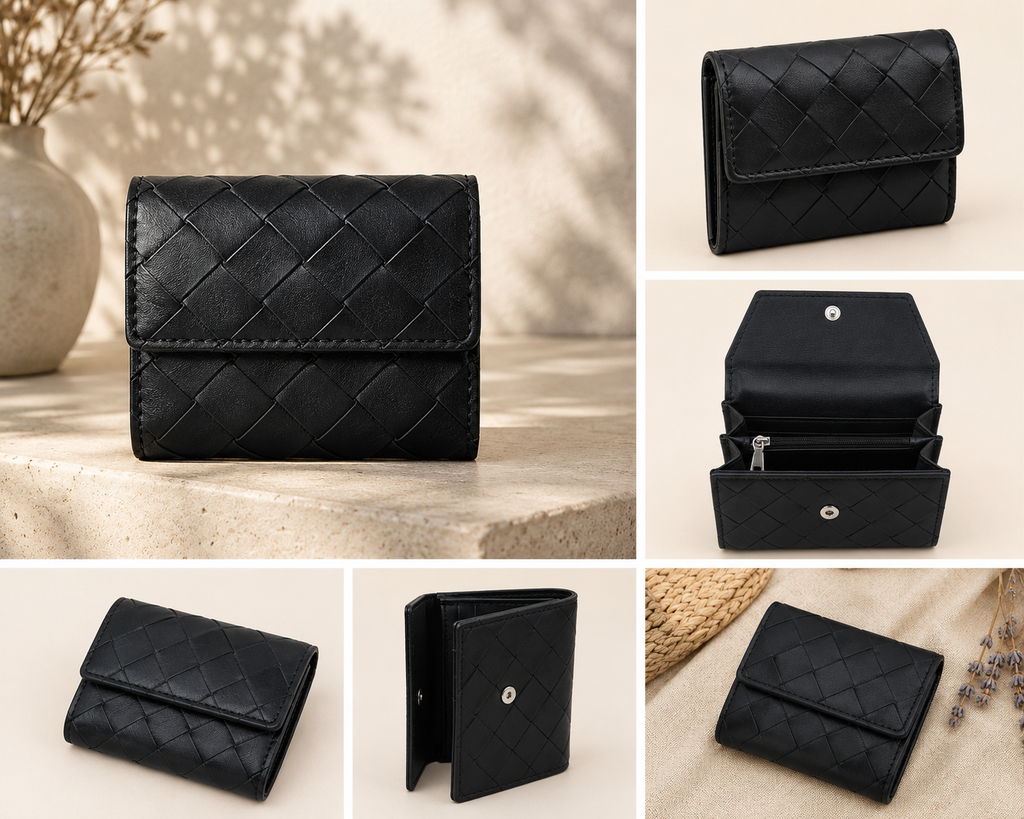 Noir Woven Compact Wallet