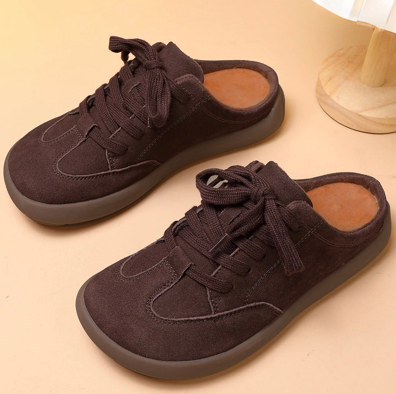 Women's Suede Slip-On Mule Sneakers – Cozy Indoor & Outdoor Comfort Shoes (EU 37)