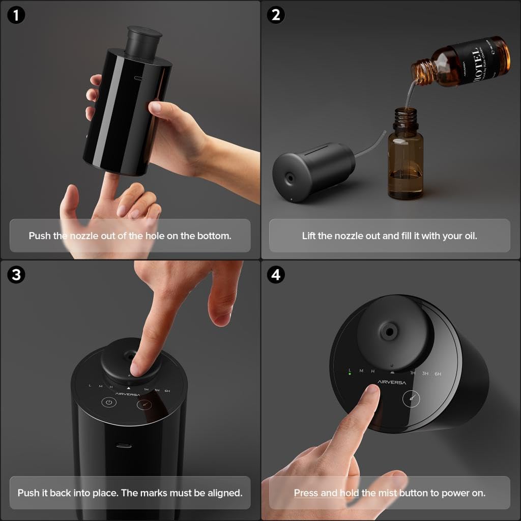 Waterless Essential Oil Diffuser | Cordless Nano-Mist Aromatherapy & Car Cup Holder Air Freshener