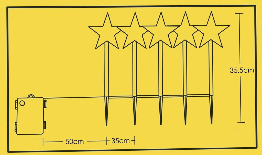 5-Pack LED Outdoor Star Pathway Lights – Battery-Operated Garden Stake Lights with Timer (Warm White)
