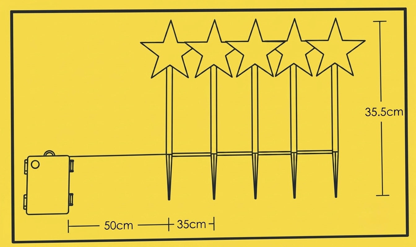 5-Pack LED Outdoor Star Pathway Lights – Battery-Operated Garden Stake Lights with Timer (Warm White)