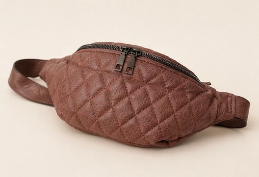 Quilted Mocha Brown Belt Bag