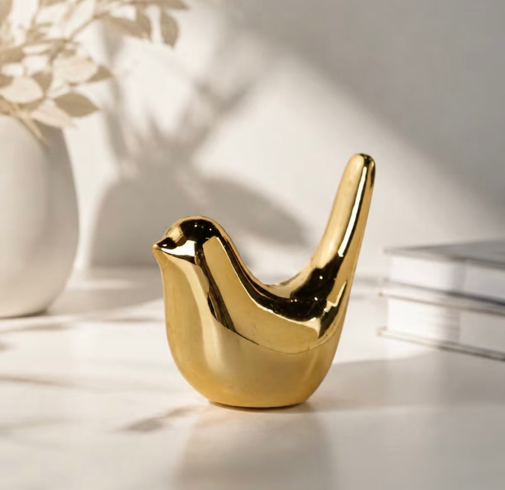 Golden Bird Ceramic Figurine