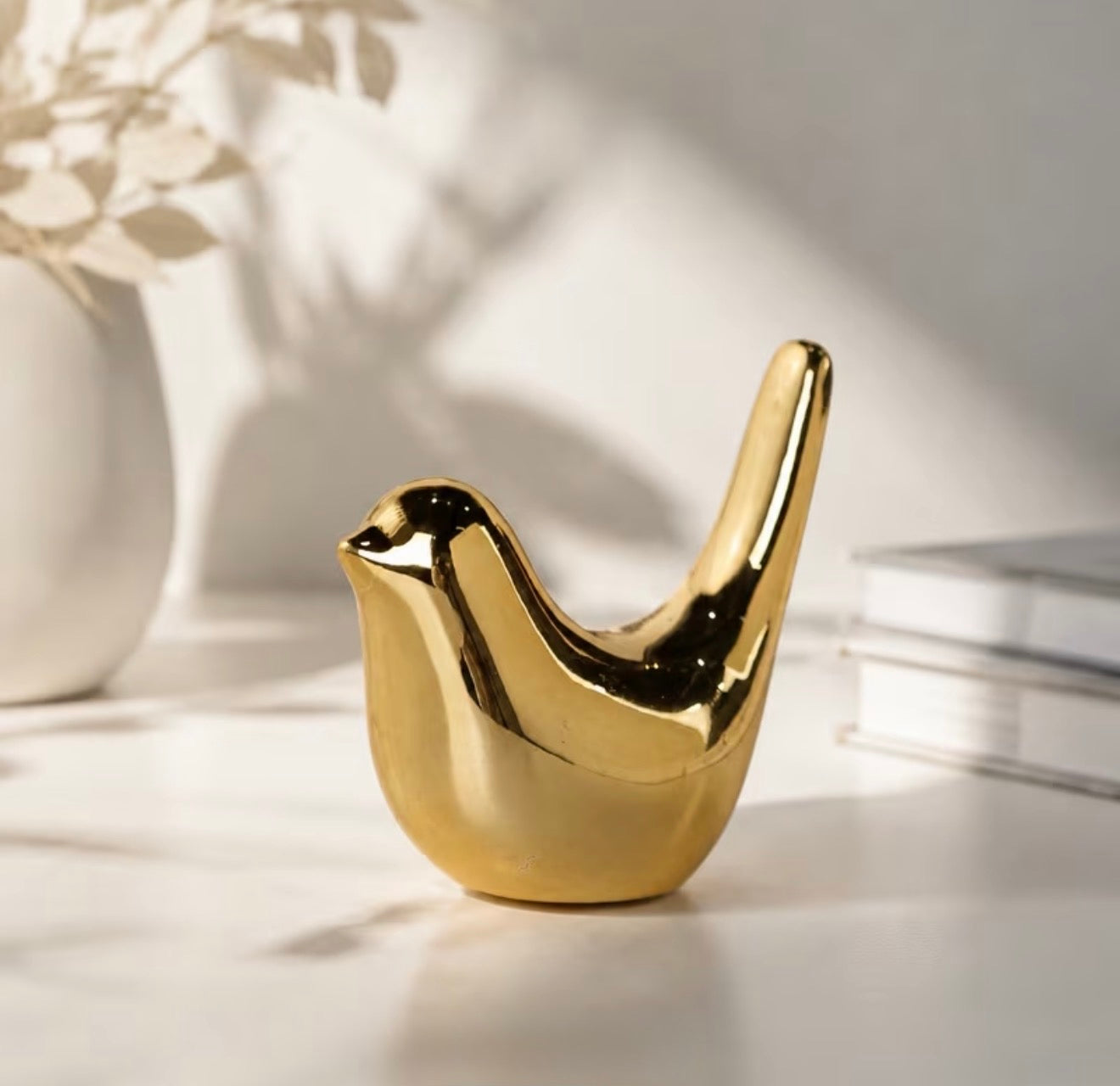 Golden Bird Ceramic Figurine
