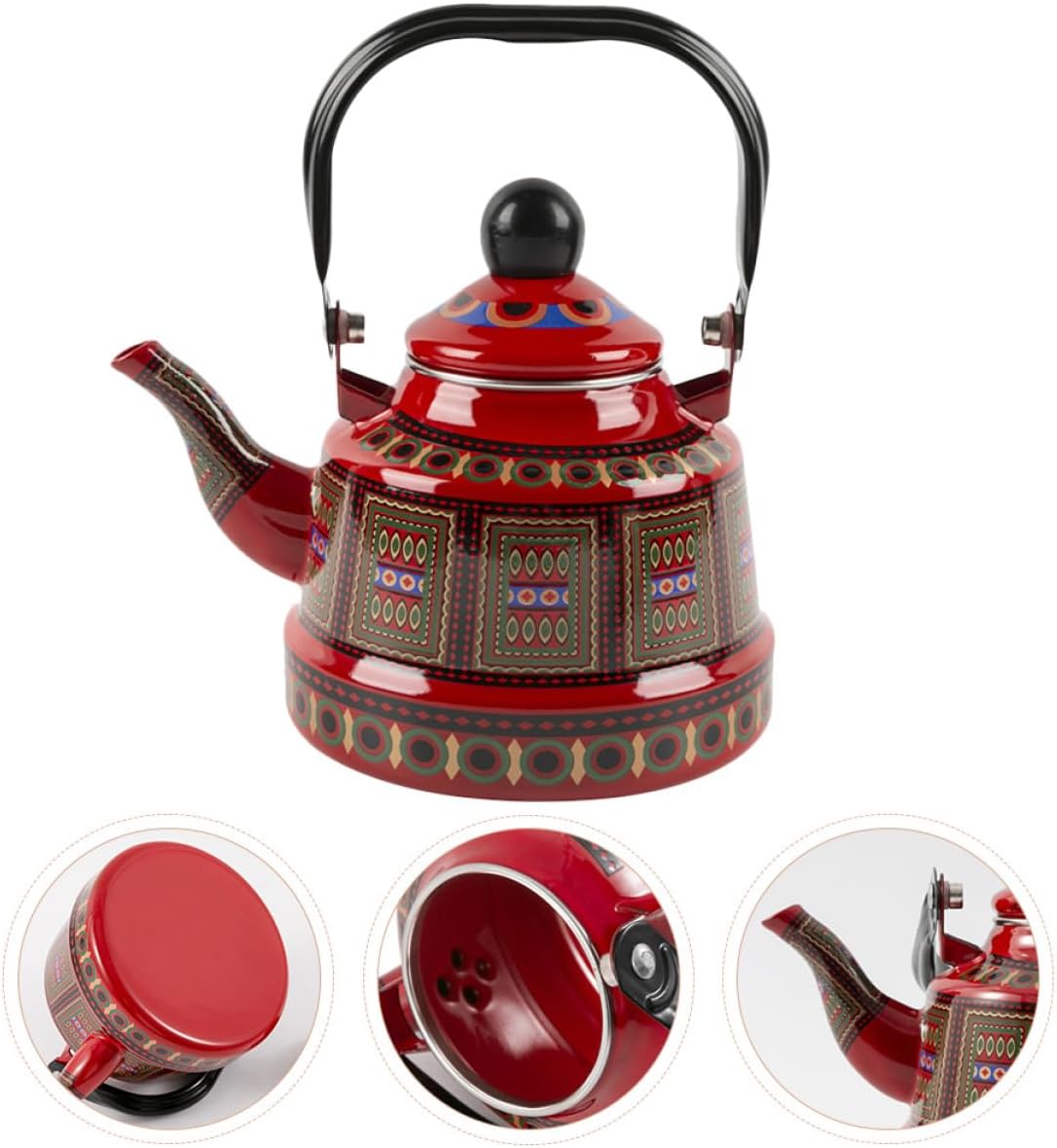 Garneck Vintage Red Enamel Teapot / Kettle 1.7 L