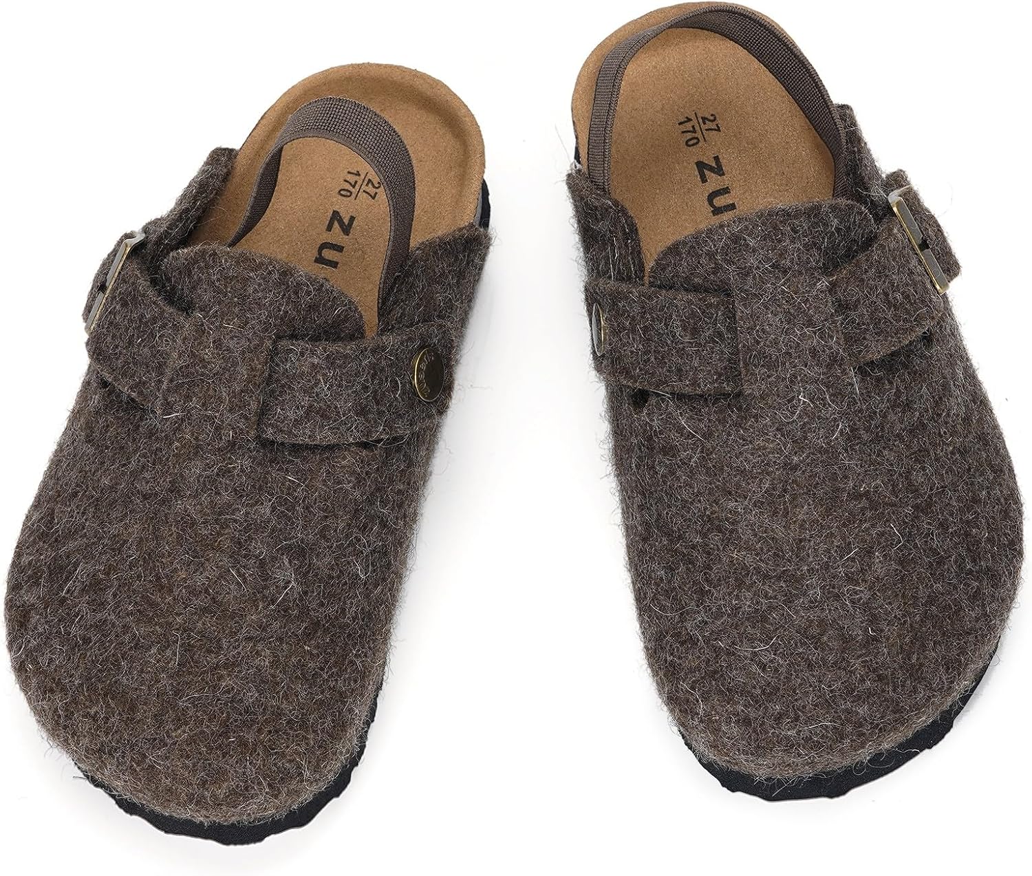 Kids' Thermal Felt Clogs with Cork Footbed & Adjustable Buckle – Non-Slip Slip-On Shoes