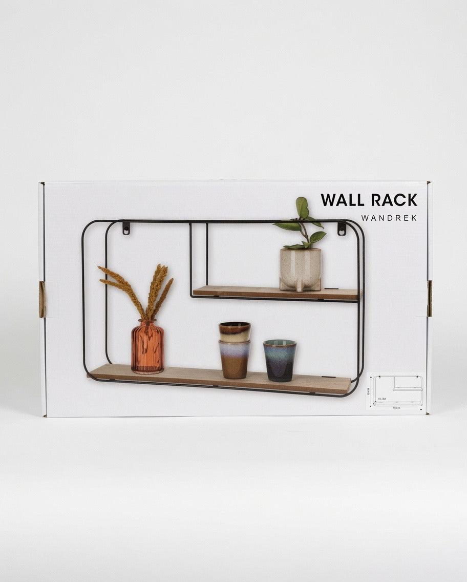 Modern Industrial Wire & Wood Wall Rack