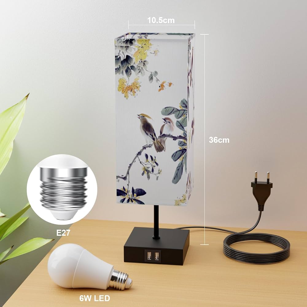 Modern Touch Bedside Lamps with USB Ports (Set of 2)