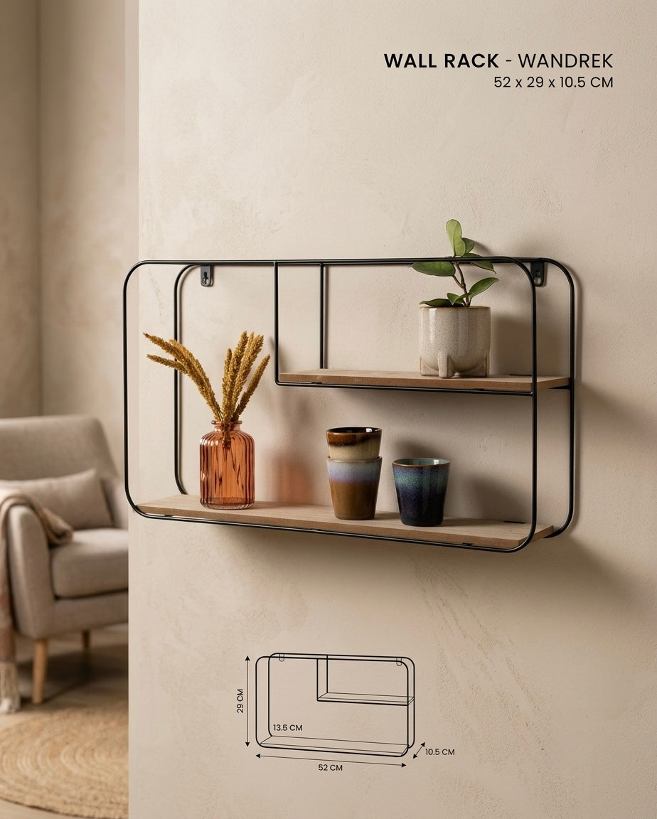 Modern Industrial Wire & Wood Wall Rack