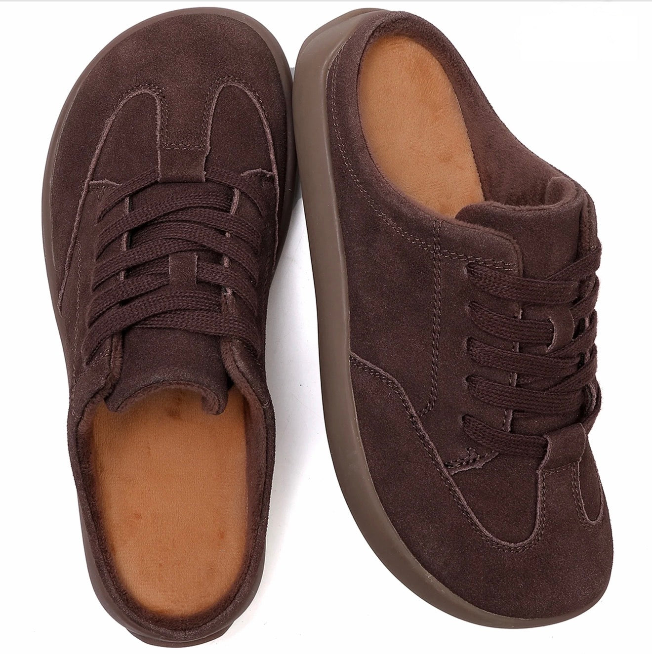 Women's Suede Slip-On Mule Sneakers – Cozy Indoor & Outdoor Comfort Shoes (EU 37)
