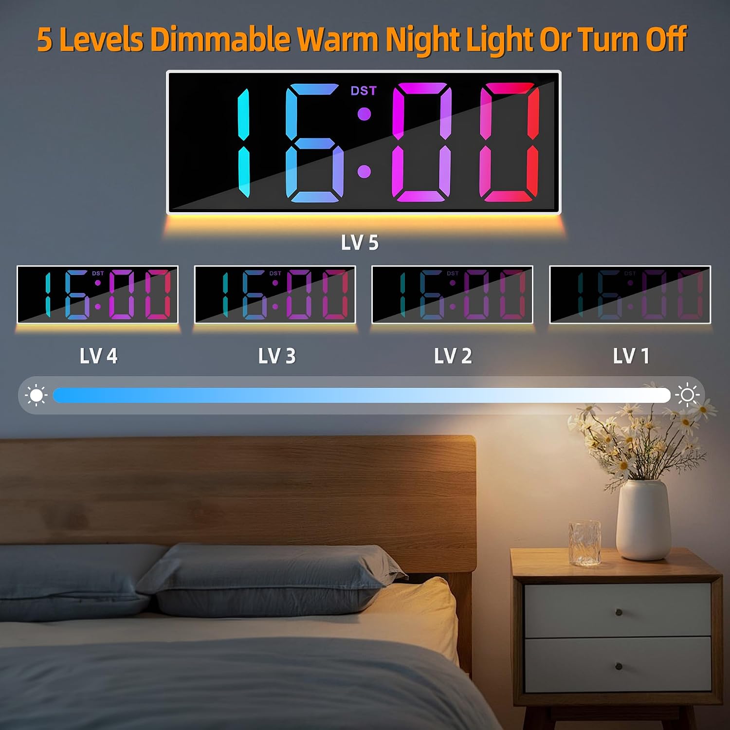 30.4 cm Large Digital Wall Clock with Remote Control