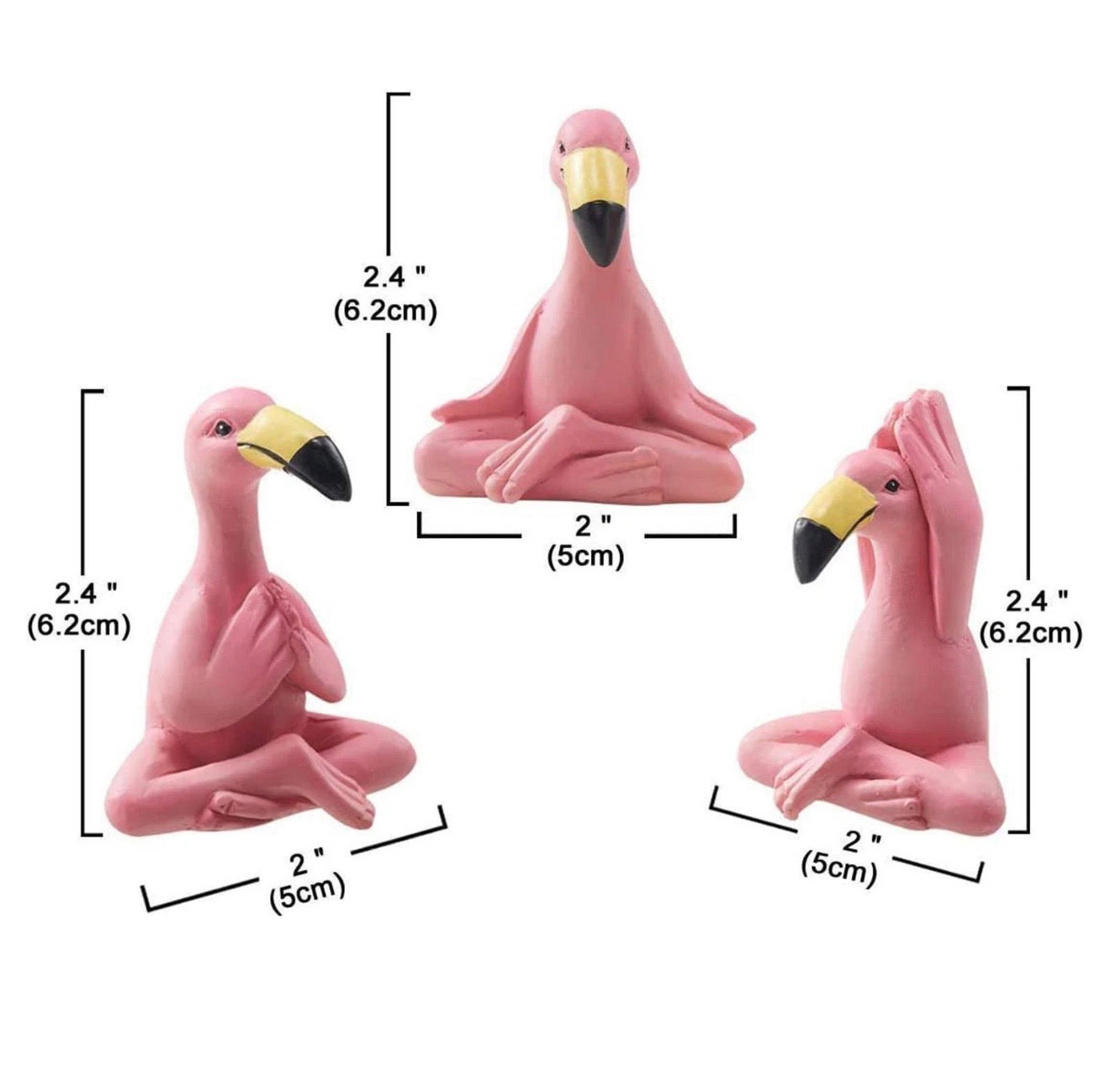 ZenYoga Flamingo Figurines – Set of 3 Resin Meditation Animal Sculptures for Home Decor
