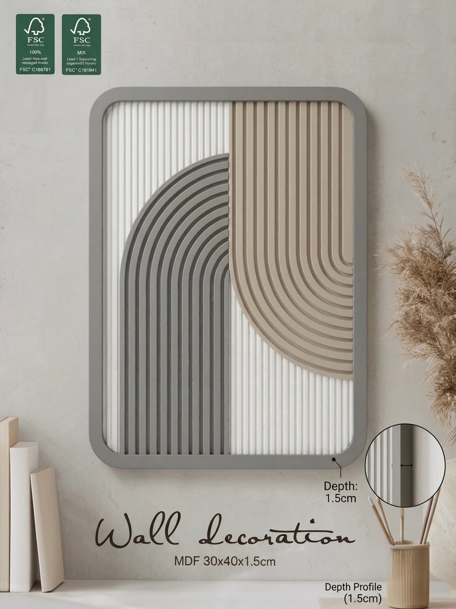 3D Ribbed Arch Wall Art | Textured Modern Boho Wall Decor (30x40cm)