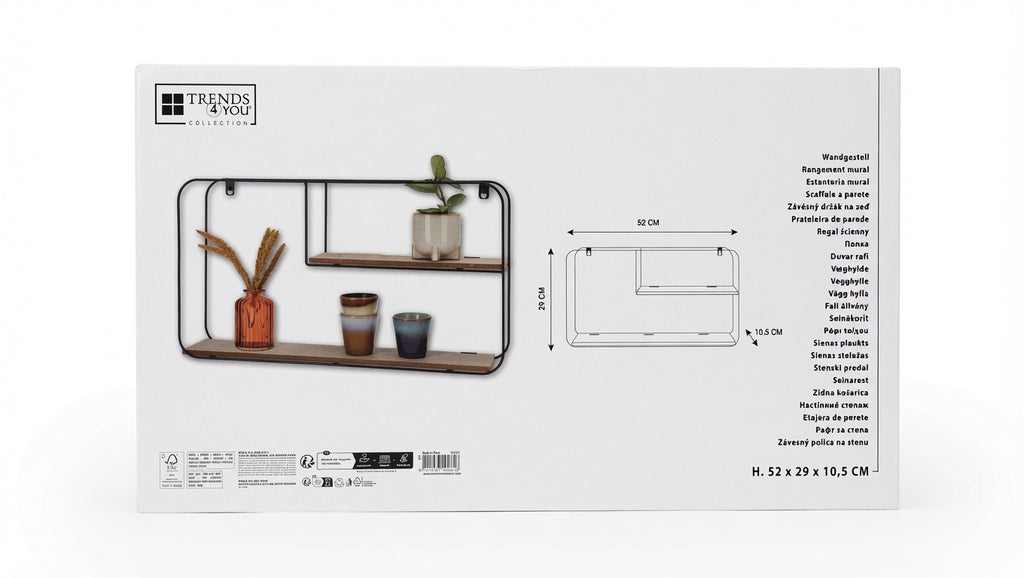 Modern Industrial Wire & Wood Wall Rack