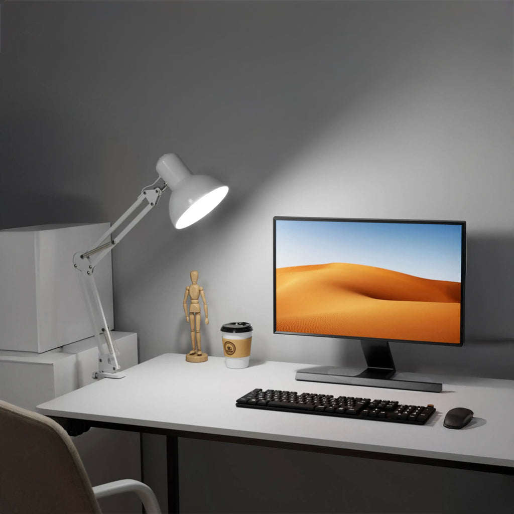 Adjustable Clamp Desk Lamp – Flexible Industrial-Style Table Light with E27 Socket