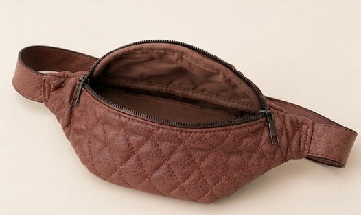 Quilted Mocha Brown Belt Bag