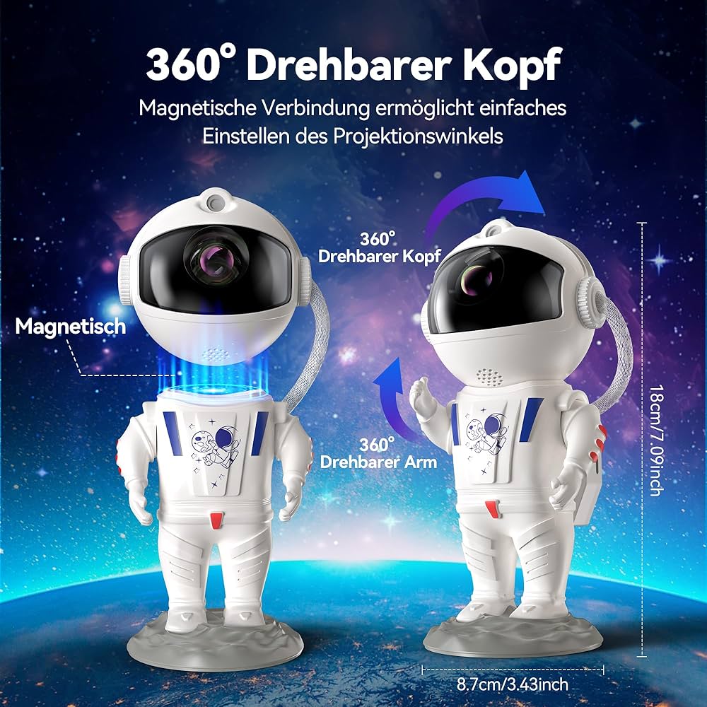 TechRise Astronaut Starry Sky Projector | LED Galaxy Space Light with Remote Control & Timer