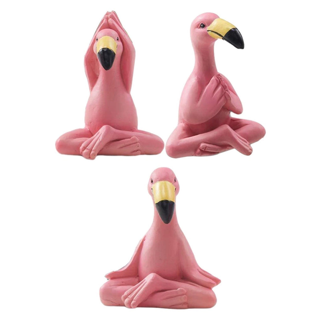 ZenYoga Flamingo Figurines – Set of 3 Resin Meditation Animal Sculptures for Home Decor