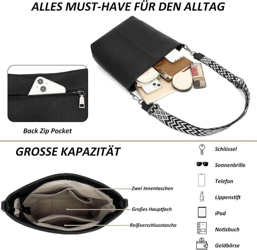 TANTOMI Chic Vegan Leather Crossbody & Shoulder Bag