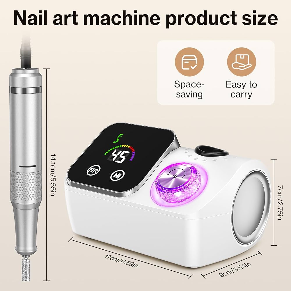 Professional Electric Nail Drill 45.000RPM | Smart LCD Touch Screen E-File for Acrylic & Gel Nails
