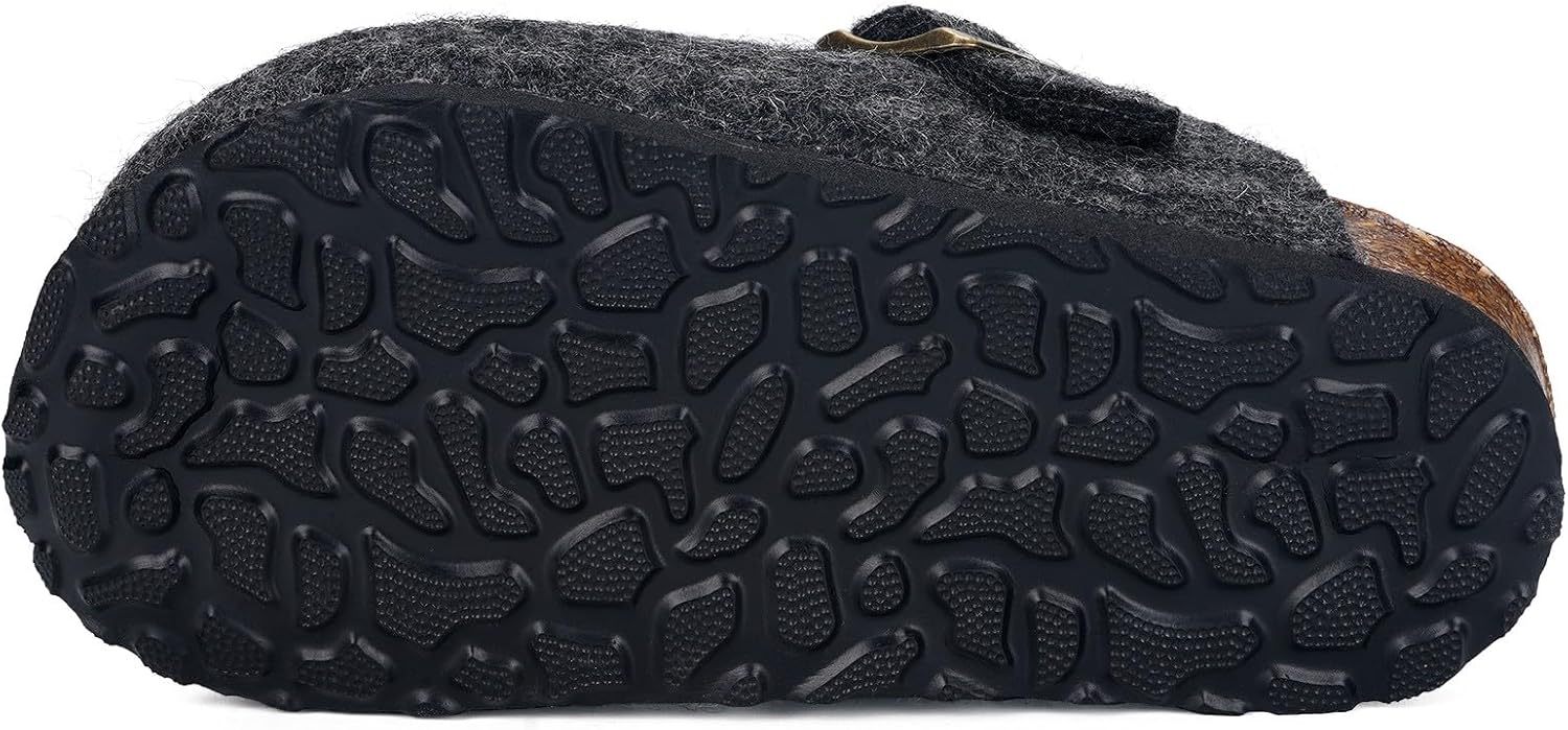 Kids' Thermal Felt Clogs with Cork Footbed & Adjustable Buckle – Non-Slip Slip-On Shoes