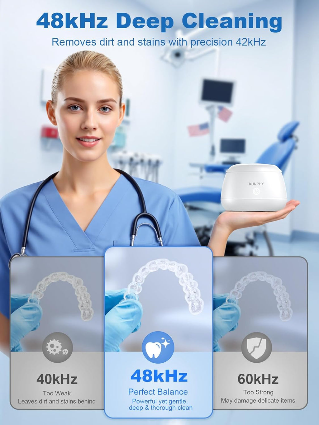 Ultrasonic Dental Pod Cleaner with U-V Sanitizing Technology