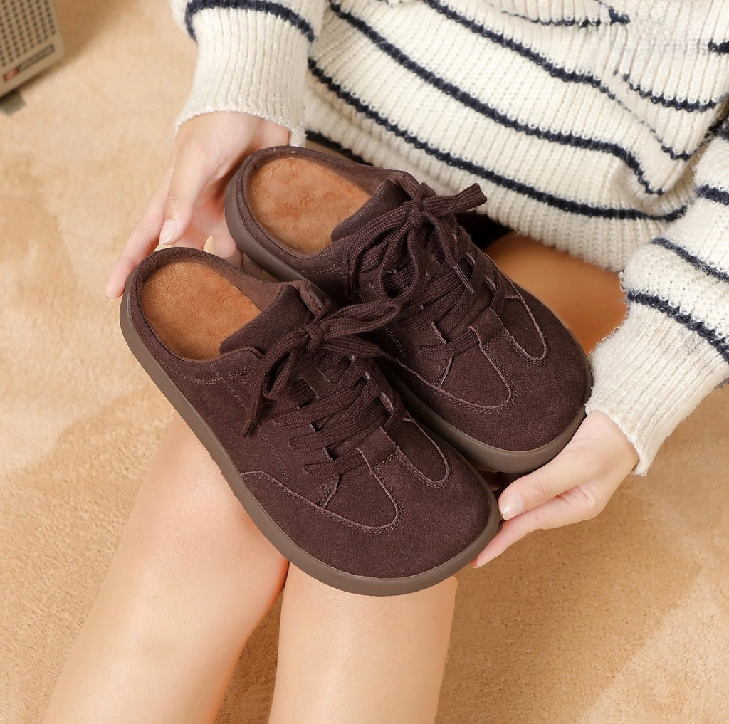 Women's Suede Slip-On Mule Sneakers – Cozy Indoor & Outdoor Comfort Shoes (EU 37)