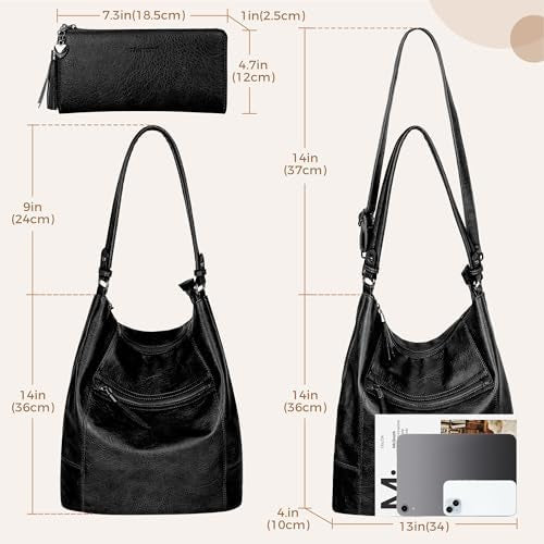 TANTOMI 2-Piece Genuine Leather Crossbody Handbag & Wallet Set