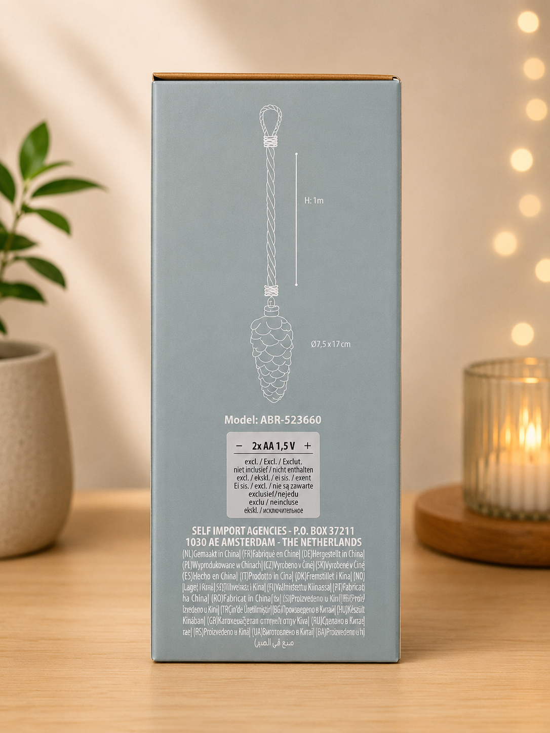 Luminous Glass Pinecone Light on Rustic Rope
