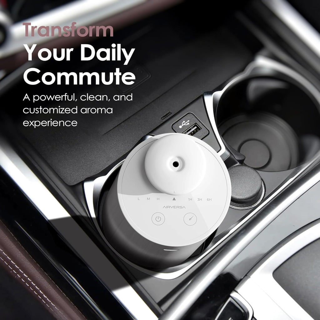 Waterless Essential Oil Diffuser | Cordless Nano-Mist Aromatherapy & Car Cup Holder Air Freshener