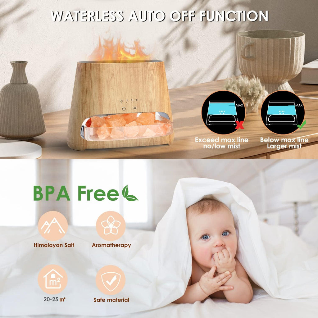 SALKING 2-in-1 Himalayan Salt Lamp & Essential Oil Diffuser – Flame Effect
