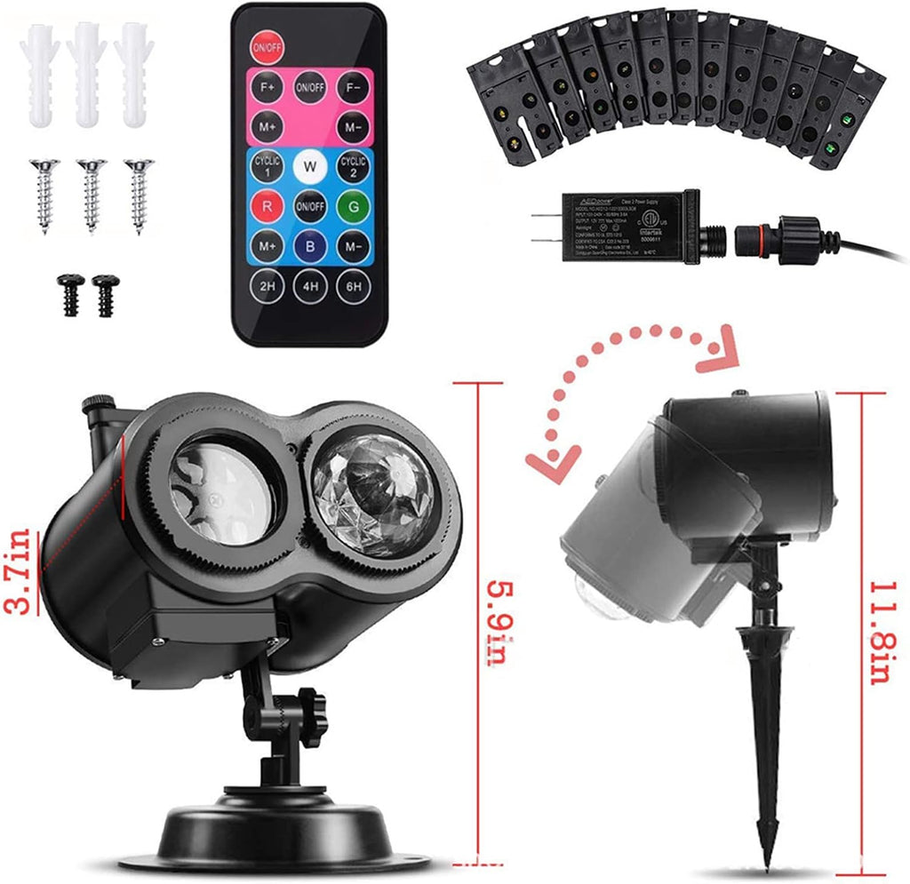 Outdoor Christmas, Halloween, Ocean LED Projector Light with 16 HD Slides & Remote Control