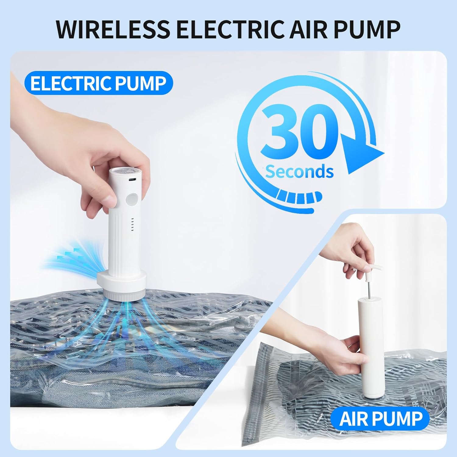 Travel Vacuum Storage Bags Set with Electric Pump (16-Pack)