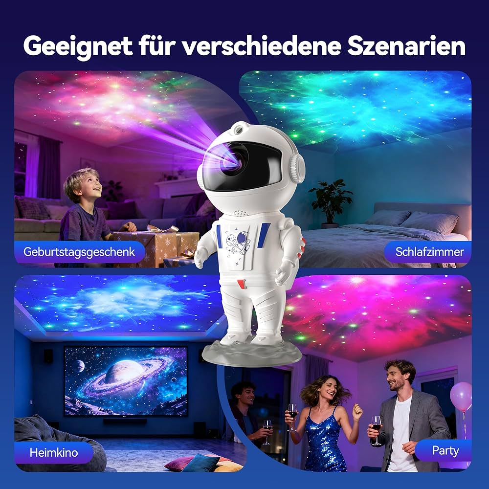 TechRise Astronaut Starry Sky Projector | LED Galaxy Space Light with Remote Control & Timer