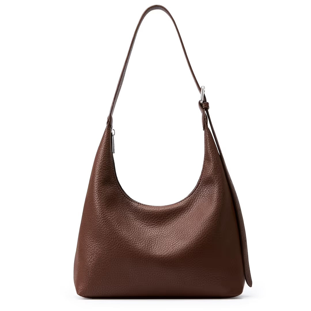 Women's Vegan Leather Crescent Hobo Bag | Convertible Shoulder & Crossbody Handbag with Zipper