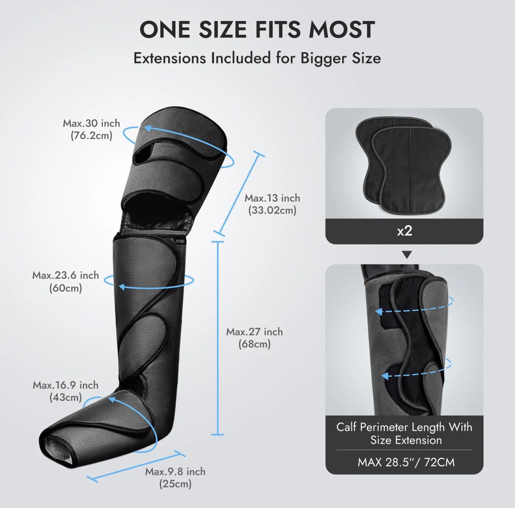 Premium Air Compression Leg Massager with Heat – Foot, Calf & Thigh Recovery System Fit King