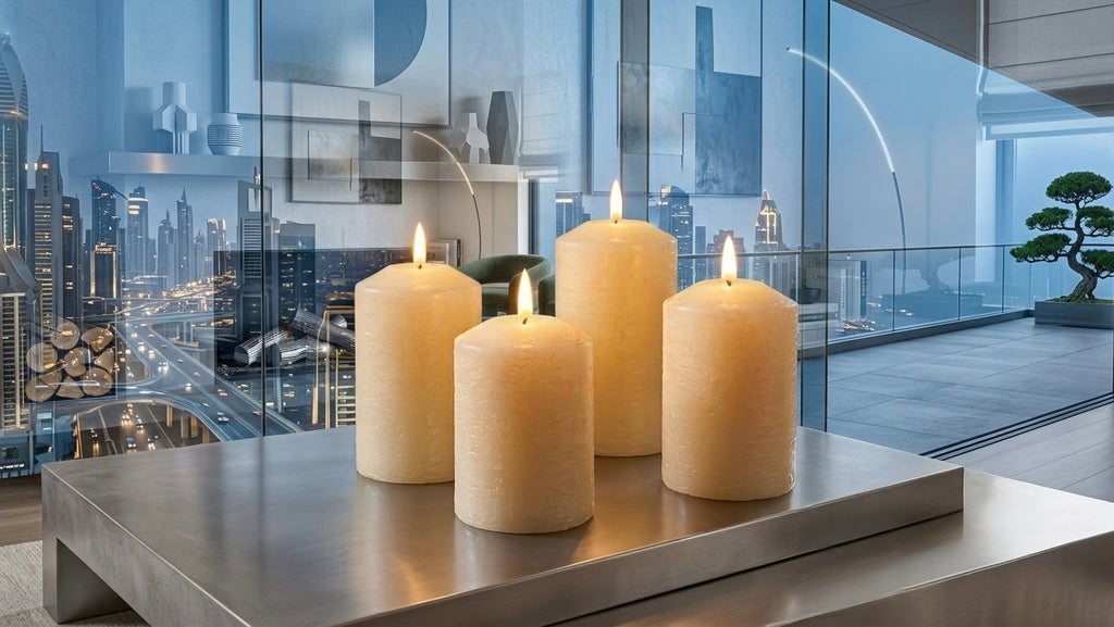 Star-Max 4-Piece LED Candle Set with Moving 3D Flame & Remote Control
