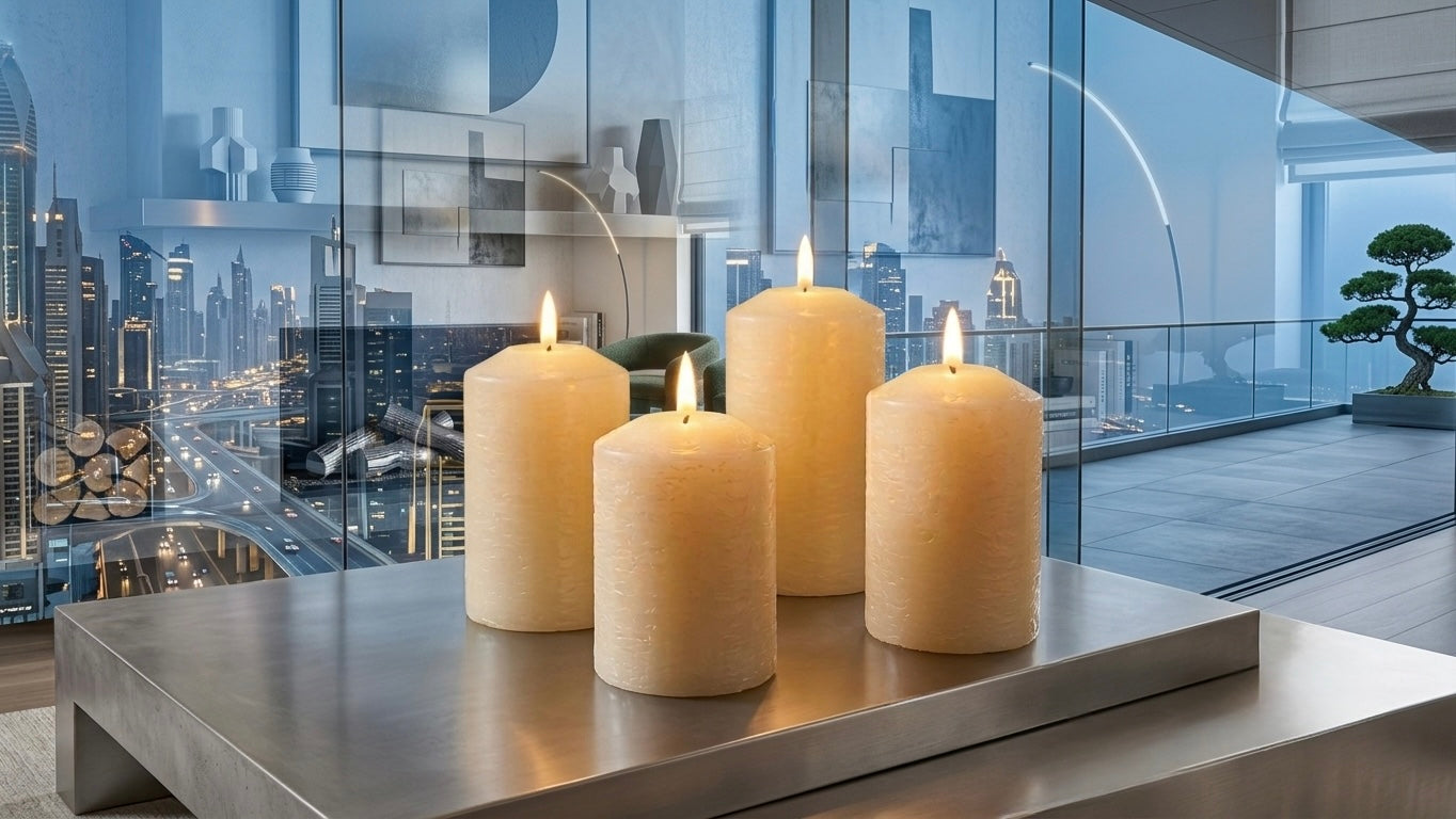 Star-Max 4-Piece LED Candle Set with Moving 3D Flame & Remote Control