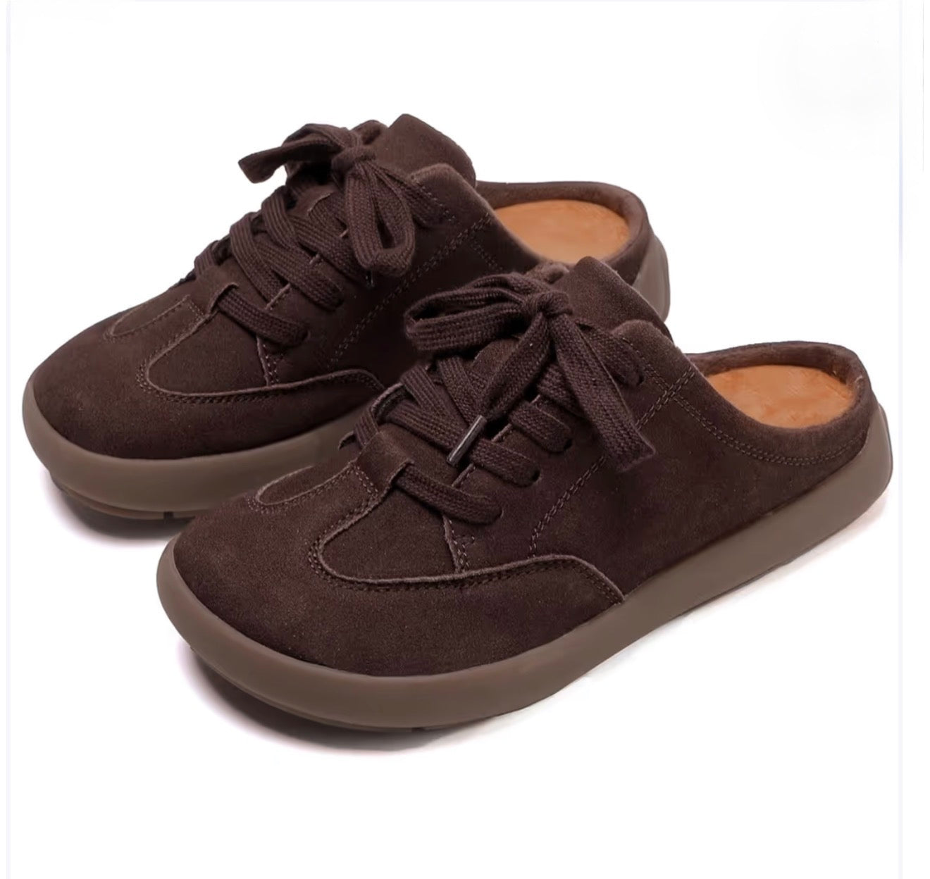 Women's Suede Slip-On Mule Sneakers – Cozy Indoor & Outdoor Comfort Shoes (EU 37)