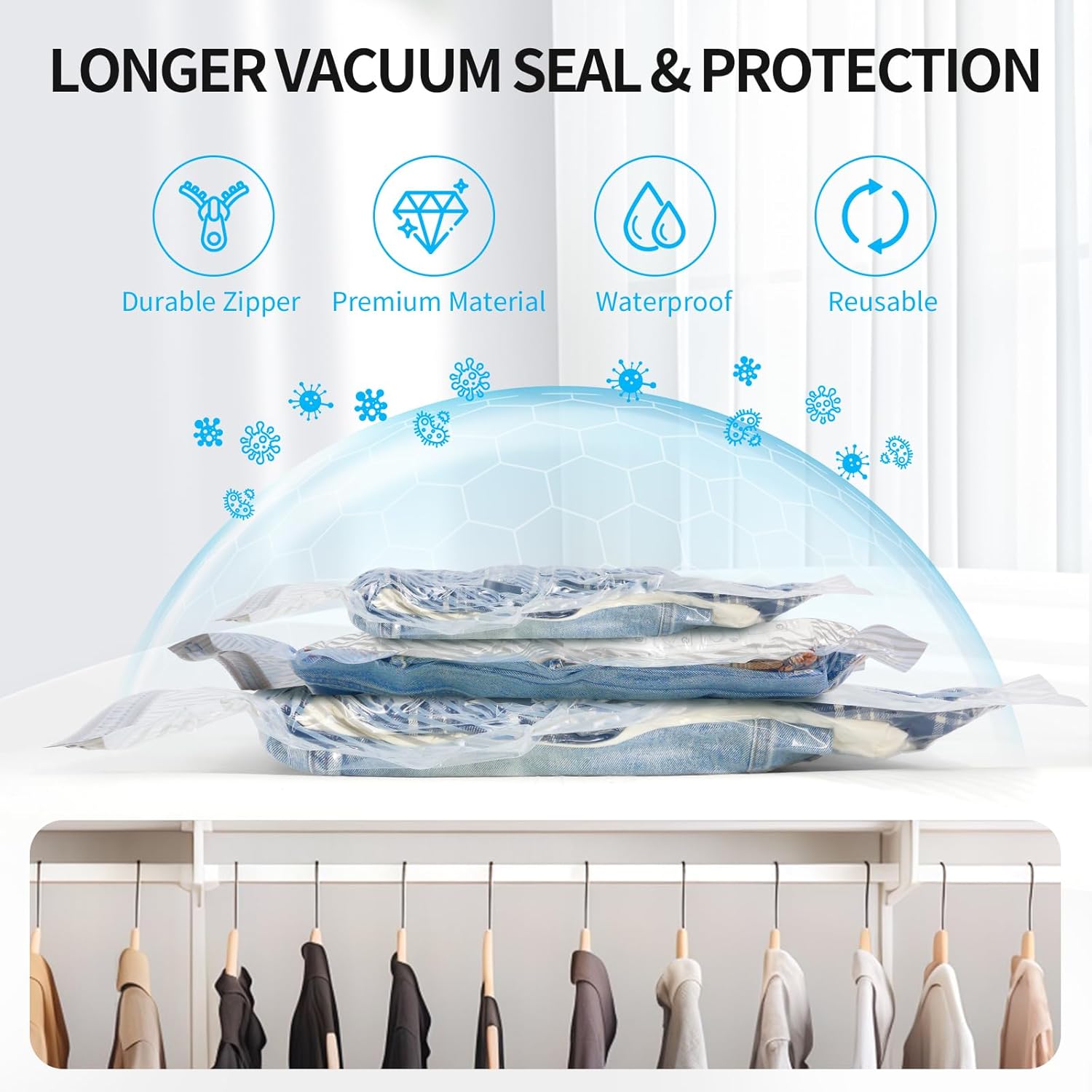 Travel Vacuum Storage Bags Set with Electric Pump (16-Pack)