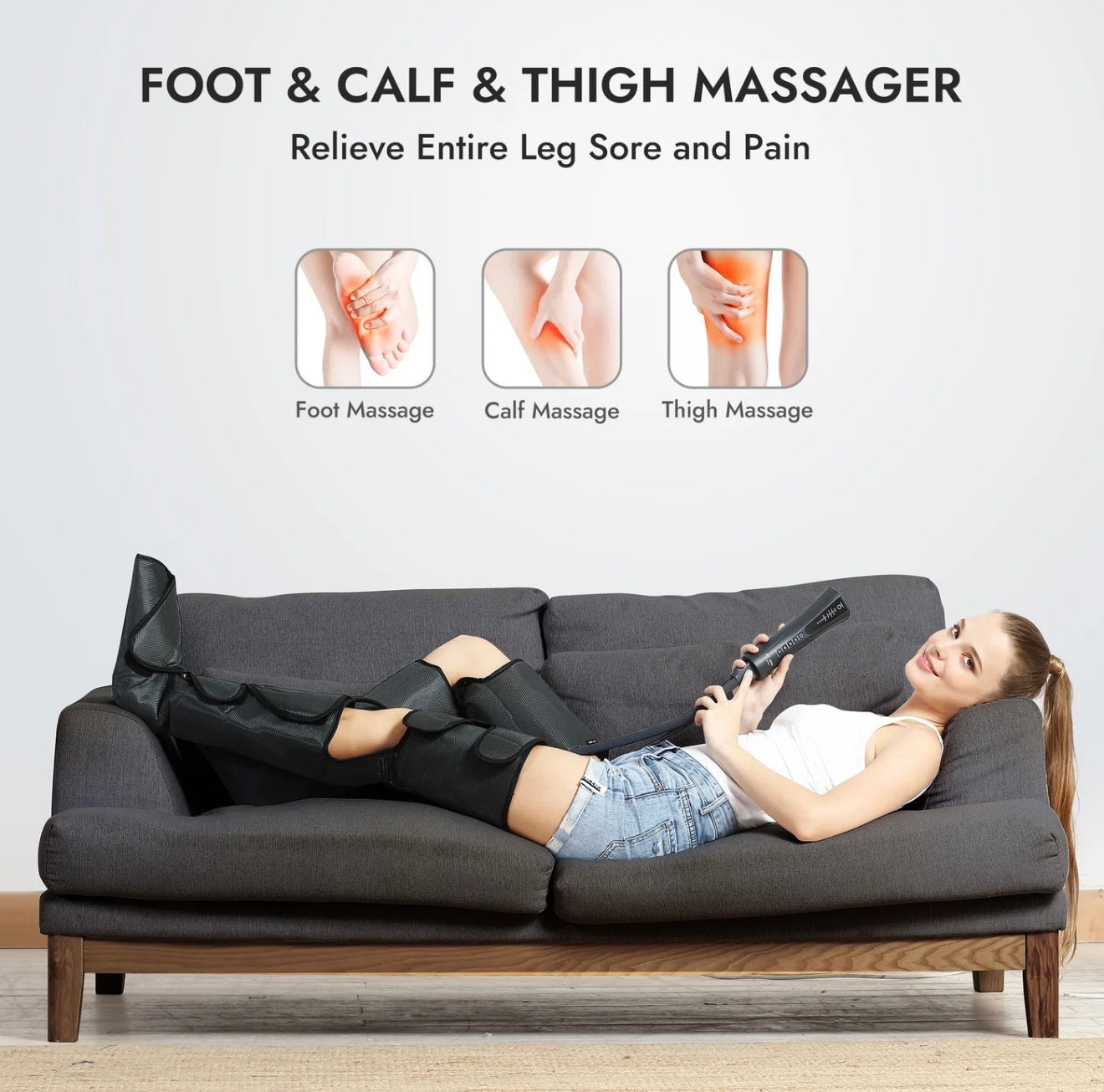 Premium Air Compression Leg Massager with Heat – Foot, Calf & Thigh Recovery System Fit King