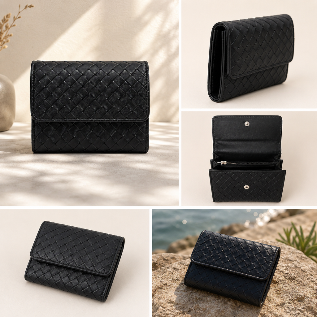 Woven Vegan Leather Wallet