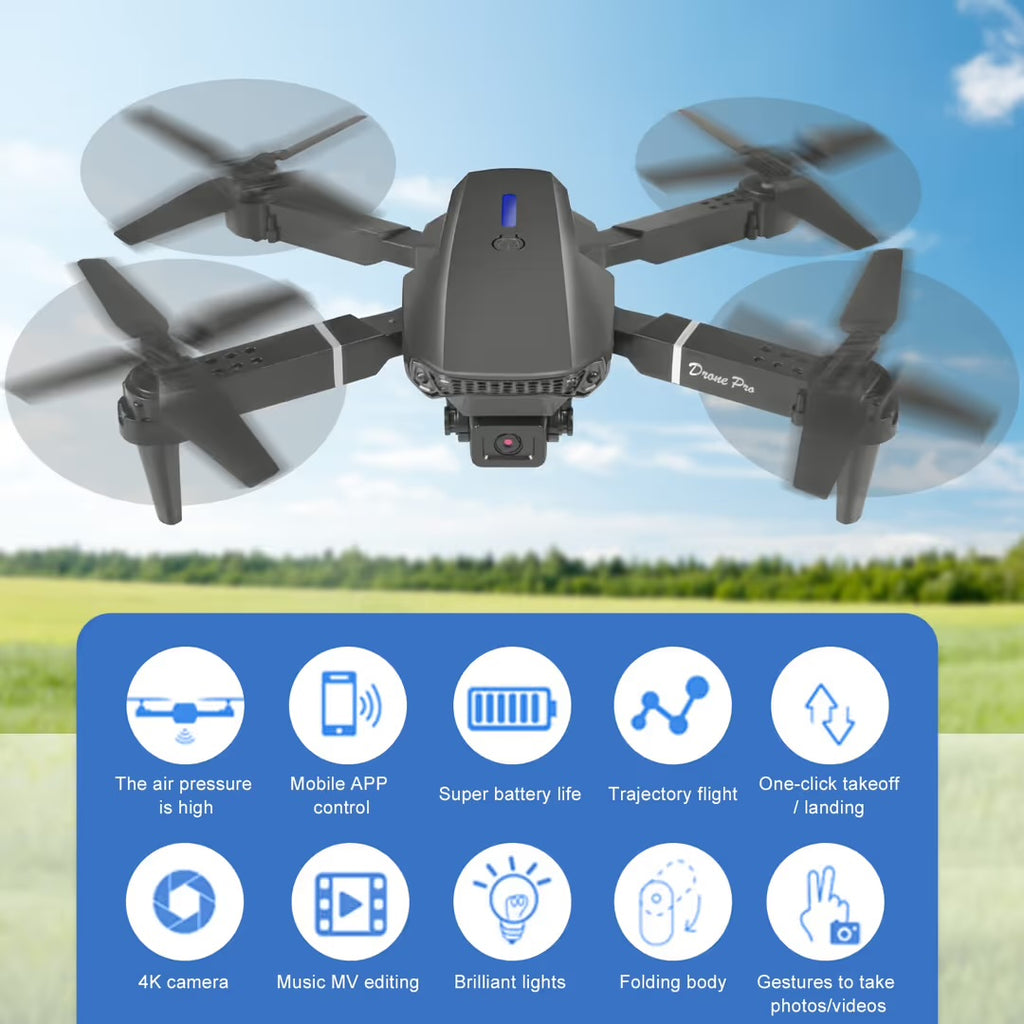 Drone Pro 4K Dual Camera – Foldable GPS-Free Drone with WiFi & Smart Flight Modes