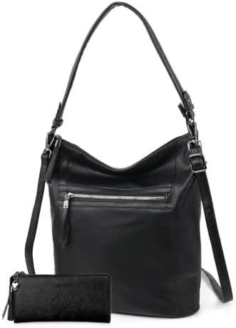 TANTOMI 2-Piece Genuine Leather Crossbody Handbag & Wallet Set