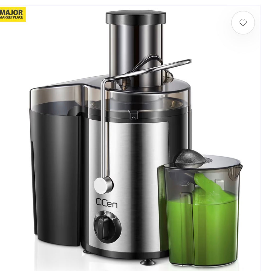 QCen 500W Centrifugal Juicer Extractor with Wide Feed Chute & Dual-Speed Control