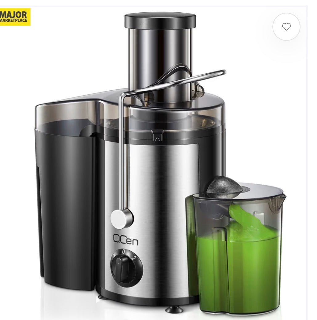 QCen 500W Centrifugal Juicer Extractor with Wide Feed Chute & Dual-Speed Control