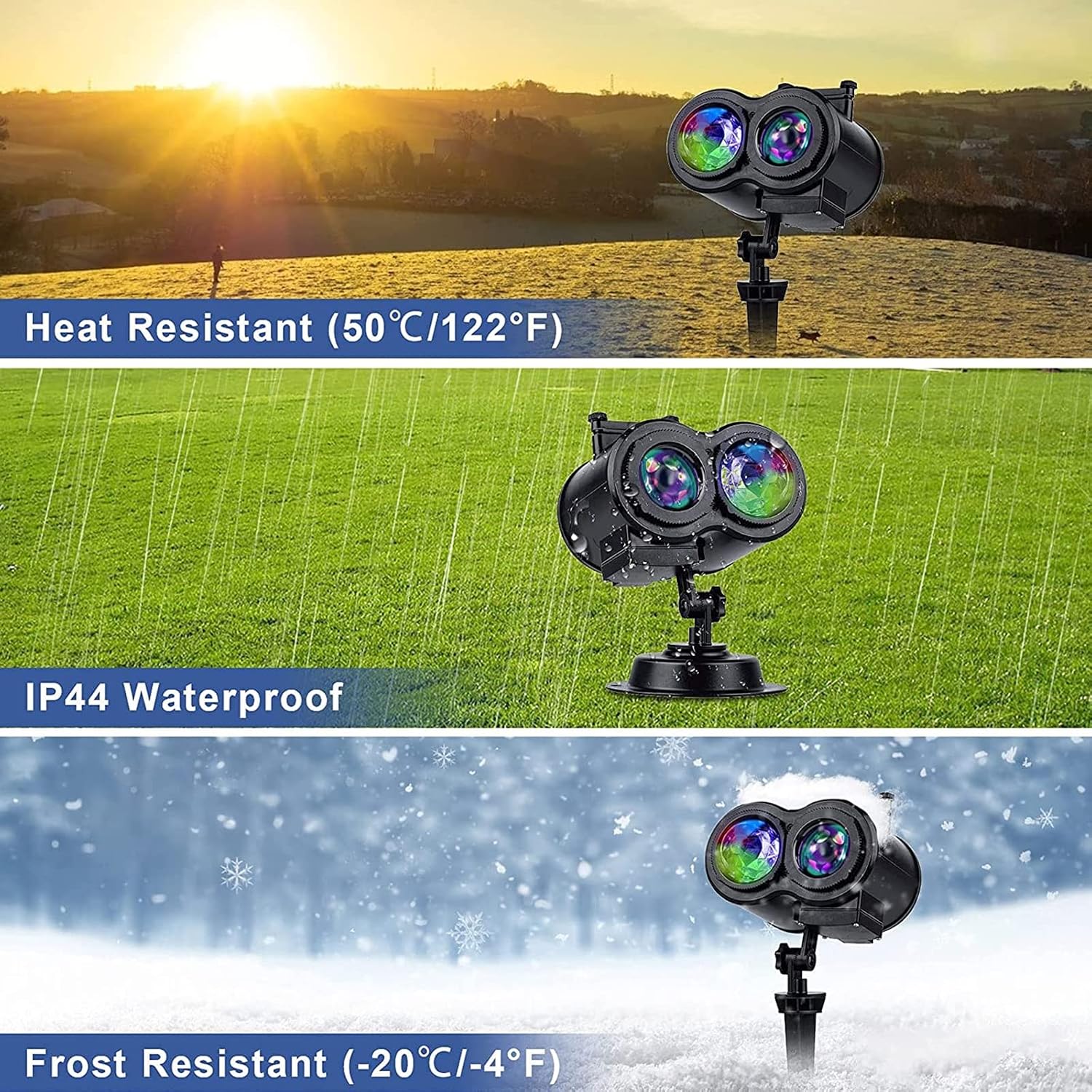 Outdoor Christmas, Halloween, Ocean LED Projector Light with 16 HD Slides & Remote Control